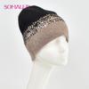 SOMALER Зимние шапки для женщин Теплая вязаная шапка из ангоры Модная шапка-бини с пайетками Толстая длинная шапка-ушанка из кроличьего меха