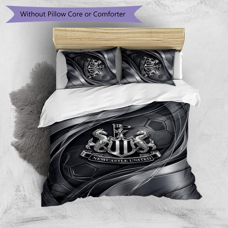 Newcastle United Football Printed 3 Pieces Bedding Set, Comfortable Skin Friendly Bedroom Duvet Cover Set