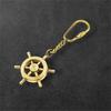 Brass Nautical Steering Wheel Keyring: Ship Captain Keychain Gift