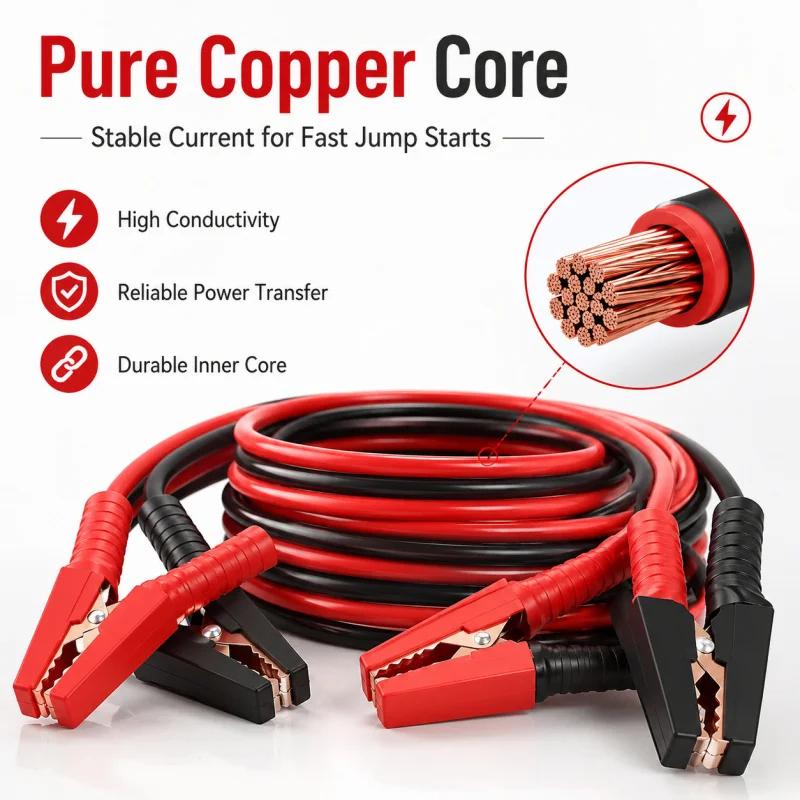 4 Meter Fully Enclosed Car Battery Jumper Wire Pure Copper Thickened Cable Heavy Duty Emergency Start Kit