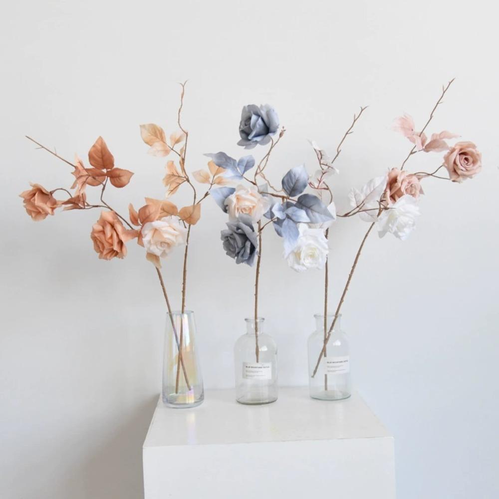 Искусственные цветы 4 шт. искусственные шелковые розы со стеблями, настоящие, объемные цветы для свадебных букетов, центральных композиций, приемов, вечеринок, домашнего декора