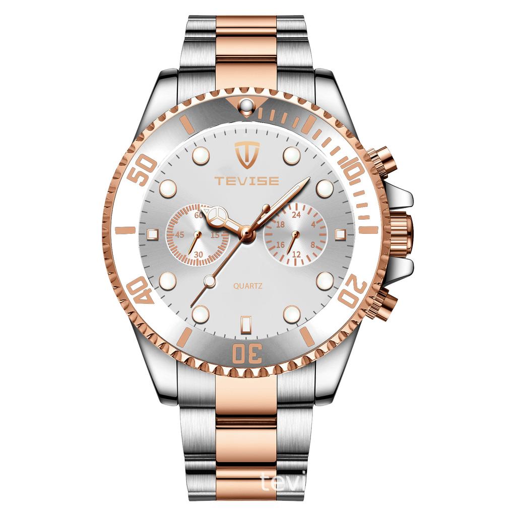 Tevise Мужские Бизнес-часы Нержавеющая сталь Кварцевые часы Дата Модные Повседневные часы Сапфировое стекло Часы