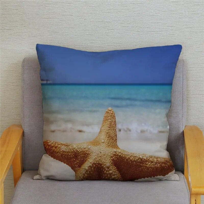Декор для спальни, гостиной, пляжный пейзаж, кокосовая пальма, чехол для дивана, домашний декор, наволочка с принтом морской звезды и ракушки