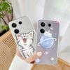 Cat Cartoon Patterned Soft Silicone Clear Case For Xiaomi Redmi Note 13 Pro Poco C65 Samsung A55 A35 M35 S24 iPhone Camera Protective Shockproof Cover