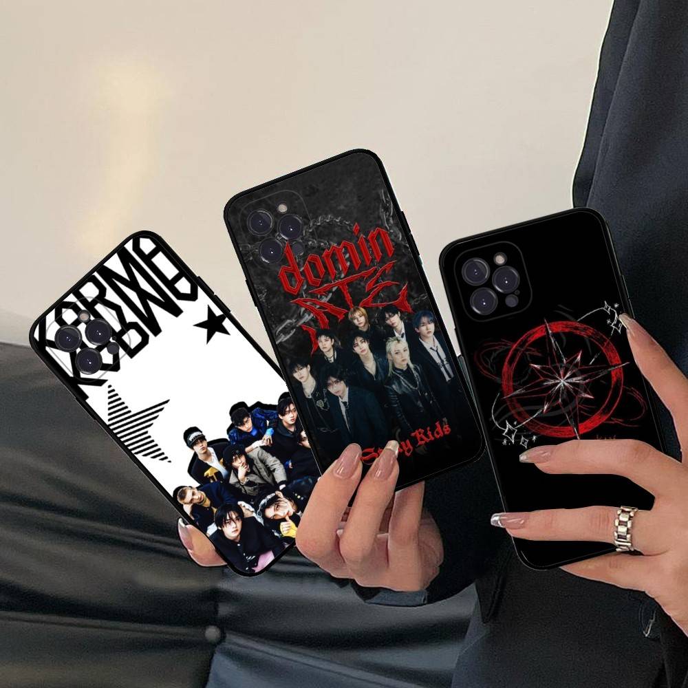 Чехол для телефона Kpop S-Stray K-Kids для IPhone 16 Pro Max 15 17 Plus 14 13 12 Mini 11 Черный