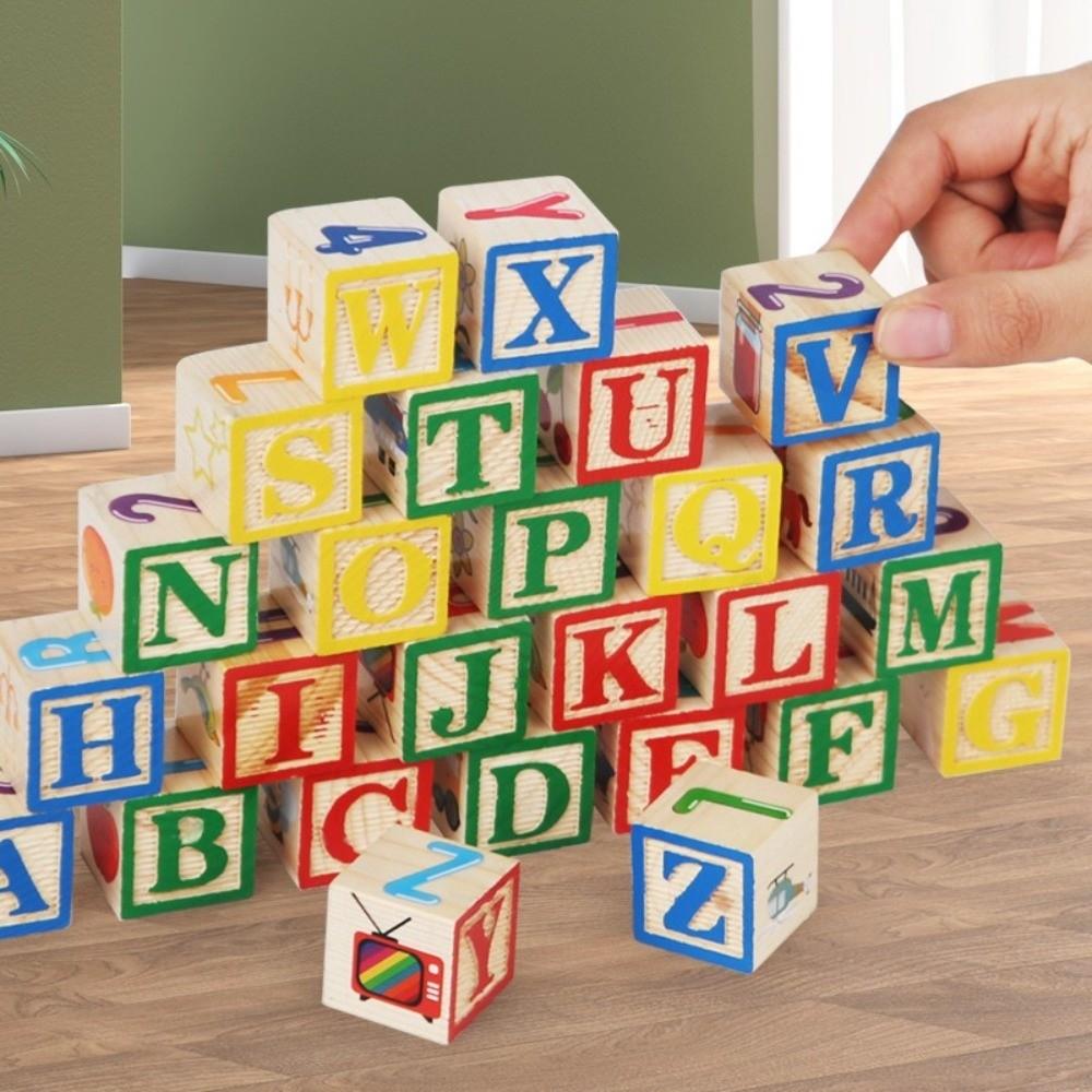 Multi-functional Letter Cognitive Toys 27-grain Stamping Blocks Cube Stacking Game  3-6 Years Old