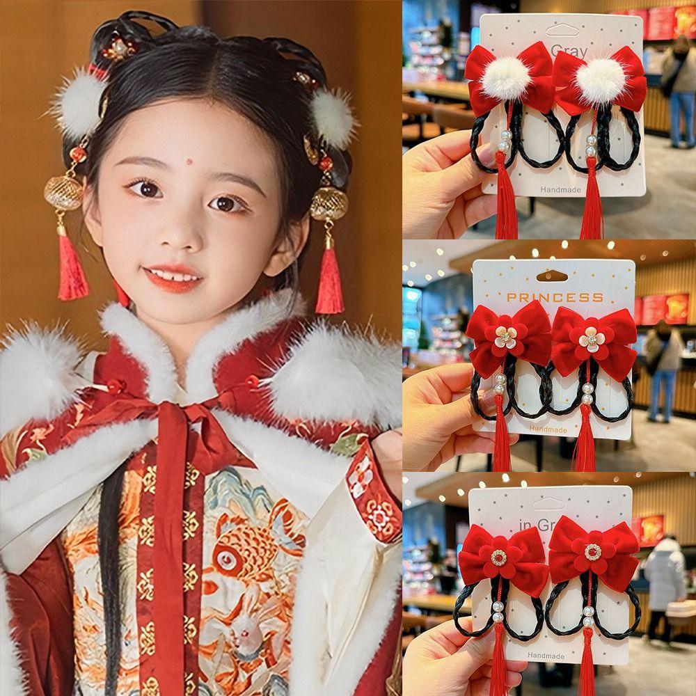 Банты с кисточками Новогодний бант Заколки для волос В древнем стиле Головные уборы для девочек для ханьфу Аксессуары для волос