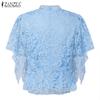 ZANZEA Women Casual Round Neck Ruffles Sleeve Summer Lace Blouse