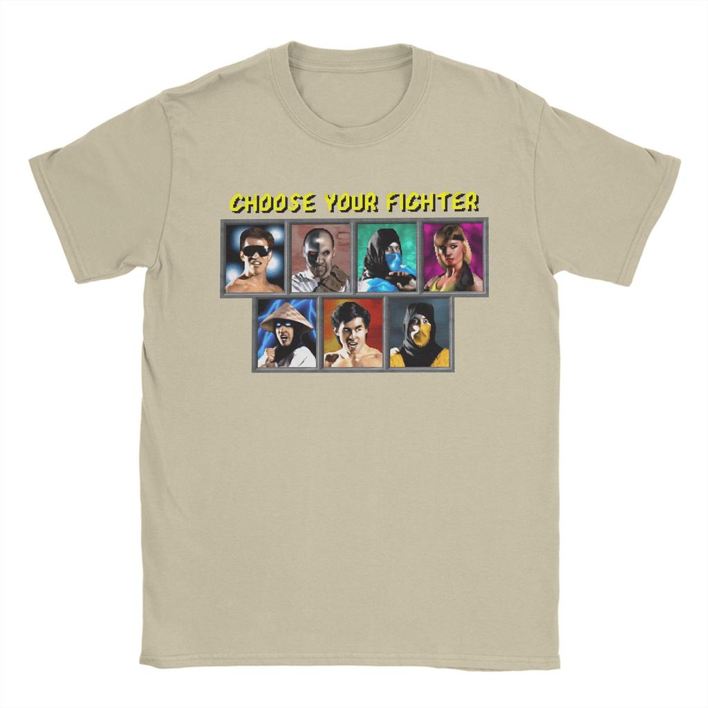 Мужская футболка Игра Mortal Kombat Выбери своего бойца Одежда из чистого хлопка Винтажная футболка с коротким рукавом и круглым вырезом Подарочные футболки