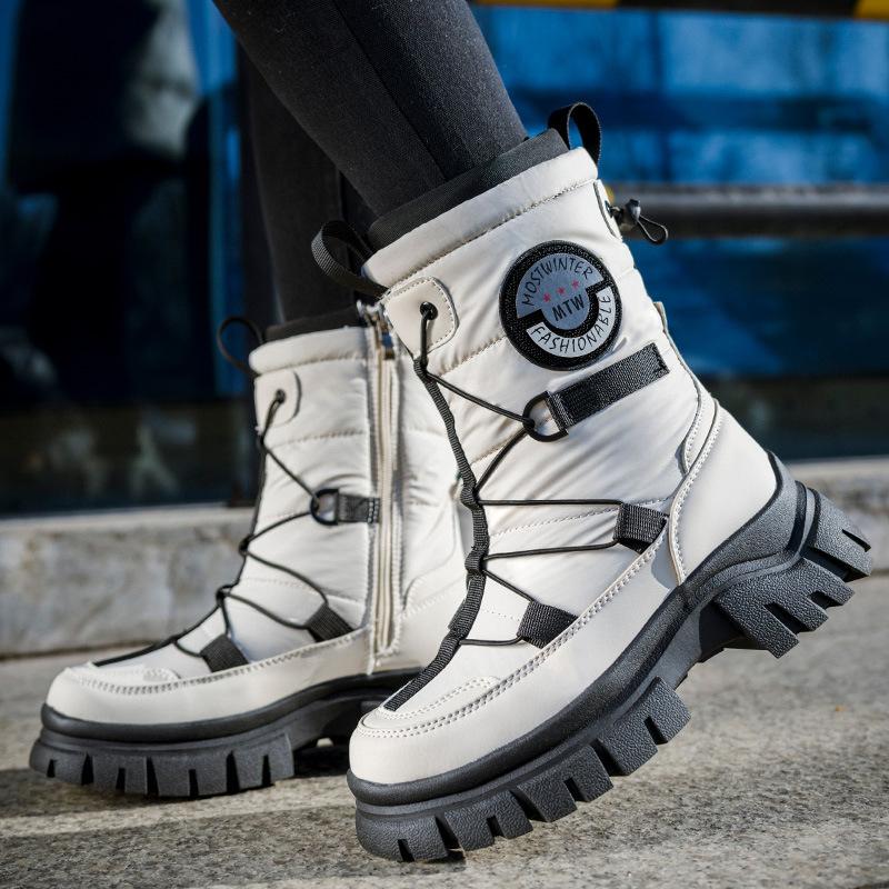 Women's snow boots winter velvet warm cotton boots non-slip and waterproof women's shoes heightened platform fashion women's boots