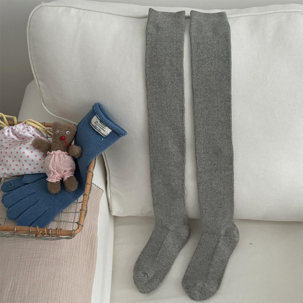 Осенне-зимние теплые длинные носки, высокие чулки, чулки Лолита, однотонные гольфы, женские чулки