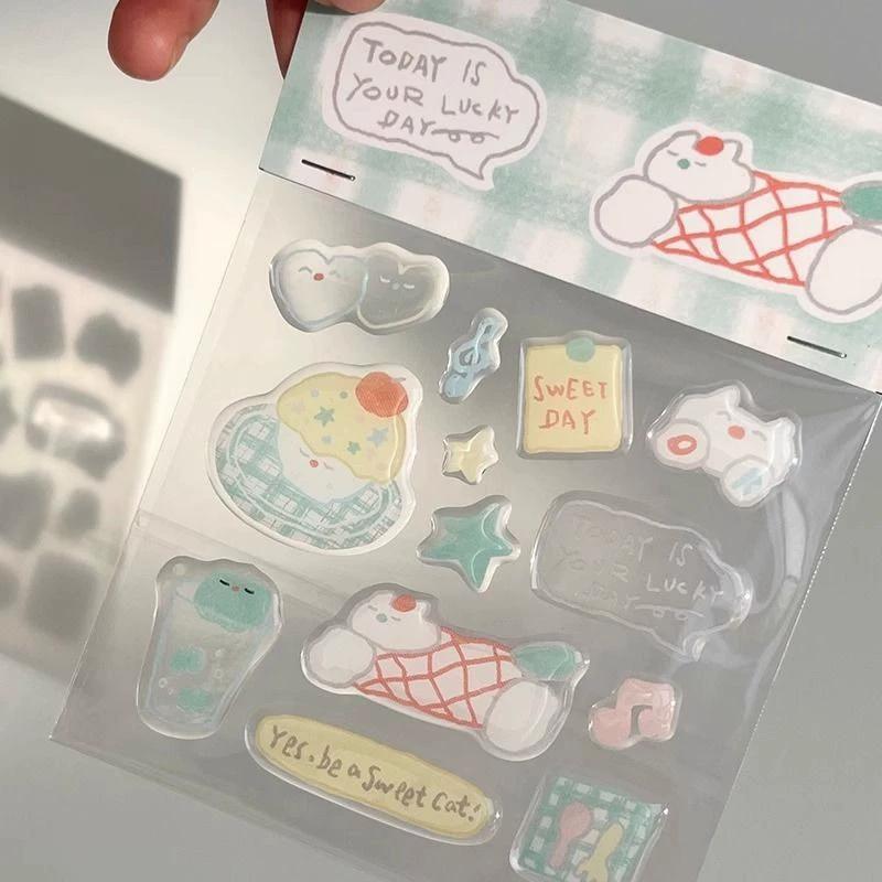 Милый торт пруд желаний 3D рельефная смоляная наклейка чехол для телефона для девочки ноутбук прозрачная желейная наклейка канцелярские товары блокнот DIY украшение