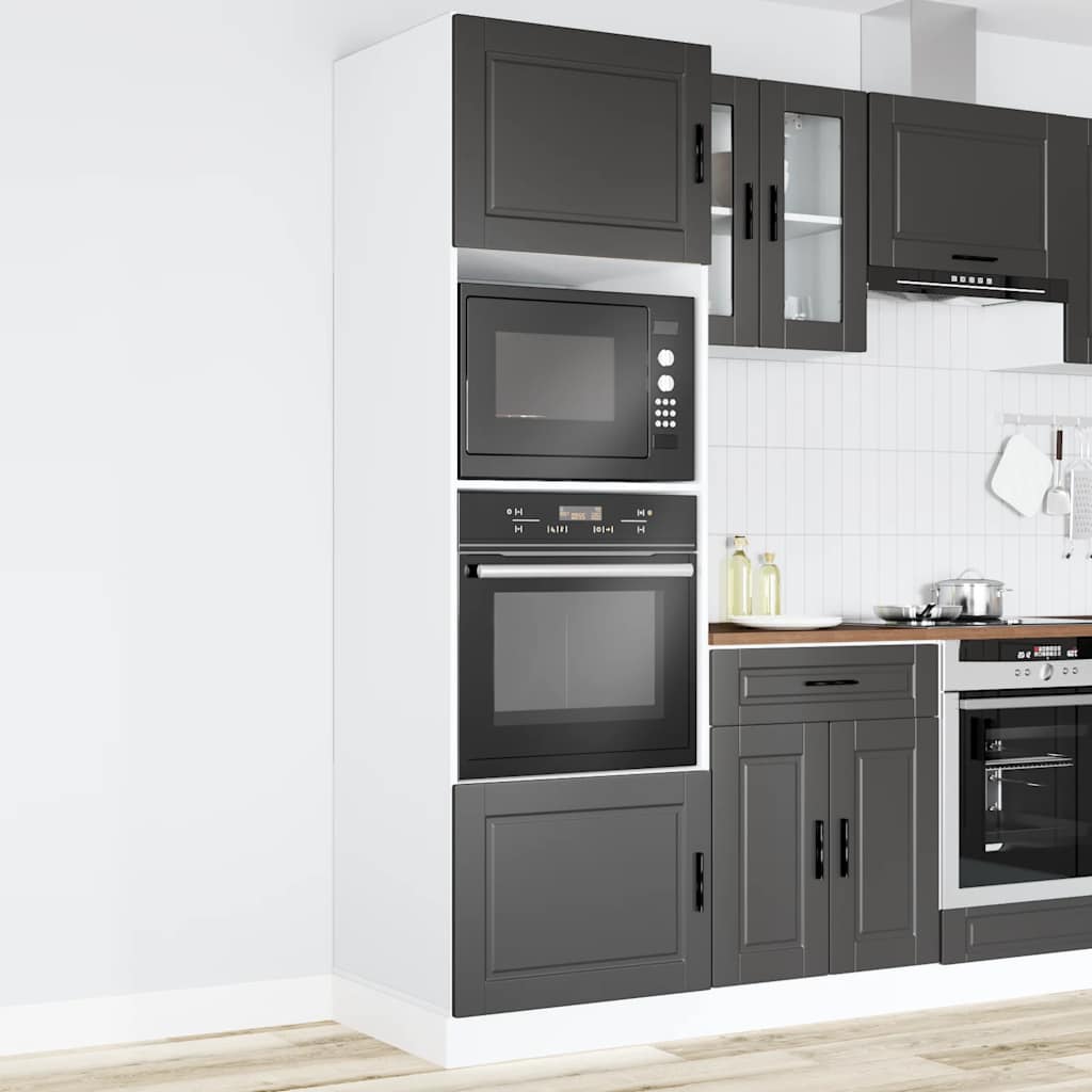 Porto Built in Oven Cabinets 2 pcs Black Particleboard