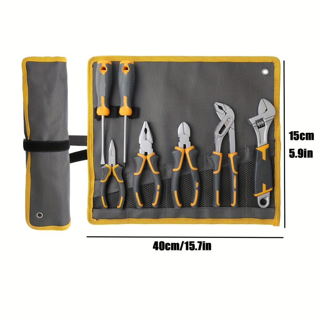 Плоскогубцы из 7 предметов, набор гаечных ключей, отвертка, отвертка, гаечный ключ, набор плоскогубцев, бытовые инструменты с сумкой для хранения