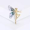 Female Fashion Pearl Blue Wing Cute Sportsman Brooches For Women Luxury Yellow Gold Color Alloy People Brooch Safety Pins