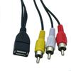 For TV/PC/DVR Male To Female Splitter AV Composite Adapter Line Audio Video Cord USB To 3 RCA Cable