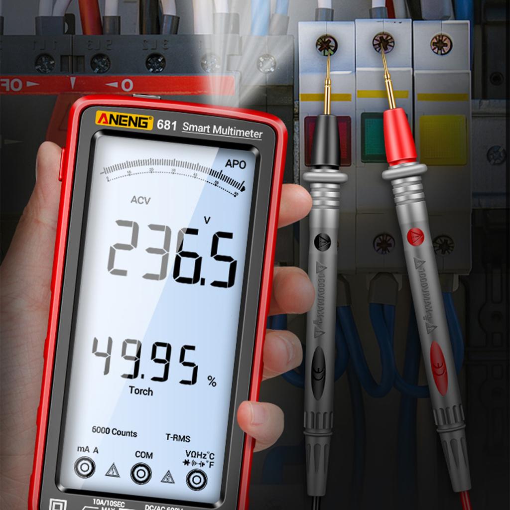 Aneng Цифровой мультиметр 681, 6000 отсчетов, интеллектуальный противоожоговый перезаряжаемый универсальный измерительный прибор NCV
