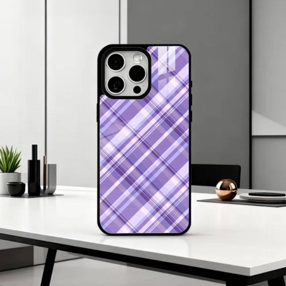 Cool P-Purple P-Plaid Pattern Phone Case For iPhone17,16,15,14,13,12,11 Plus,Pro Max Magnetic For Magsafe Wireless Charging