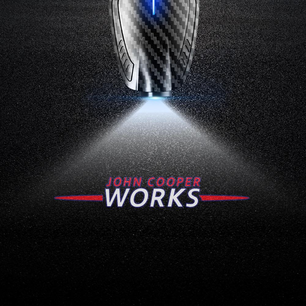 2pcs USB Rechargeable John Cooper Works Logo Car Door HD LED Lamps Projector Courtesy Welcome Lights For Mini Cooper JCW F56 R56 dds6