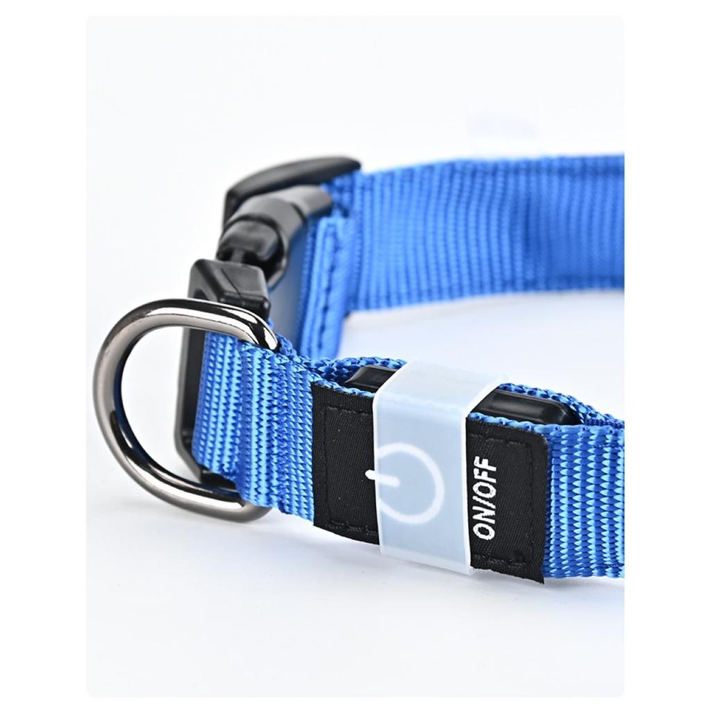 Light Up Dog Collar for Night Walk Color LED Glowing Pet Safety Collar Rechargeable Dog Necklace with Dog Harness Dog Leash Ring