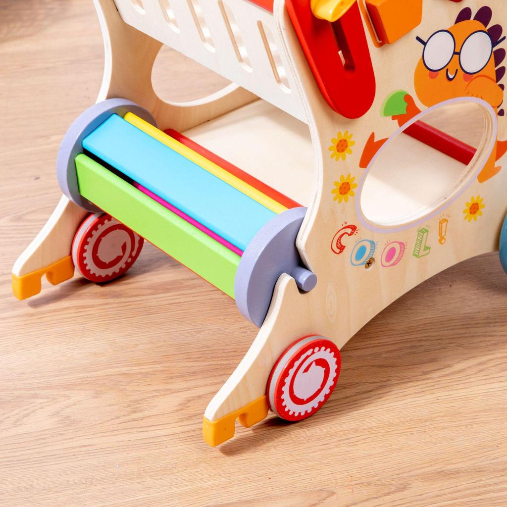 Multifunctional Wooden Child's Push Toy Shopping Cart and Walker