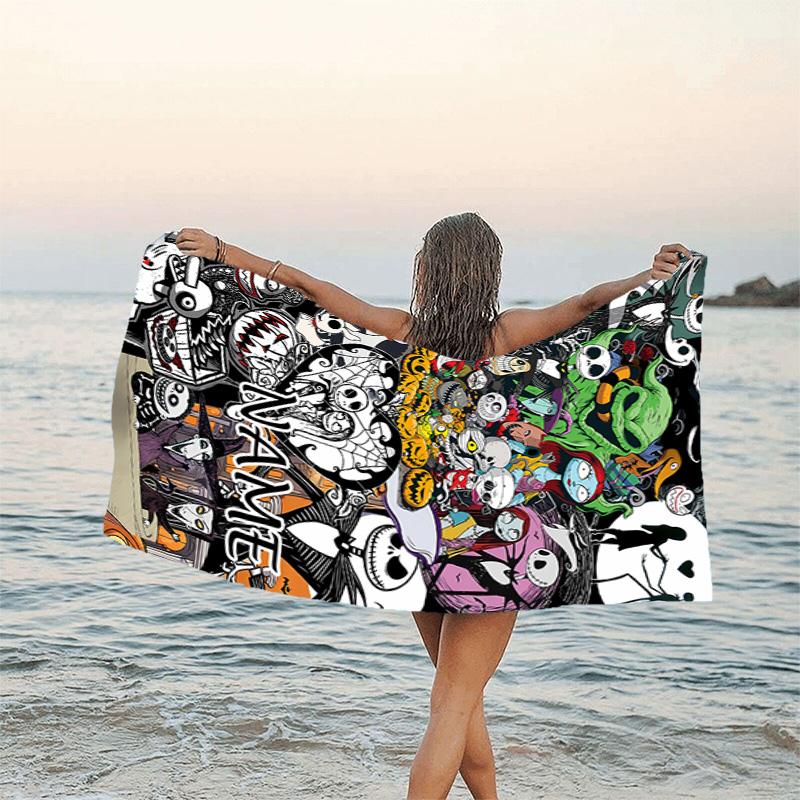 1pc Jack1 Beach Towel with Custom Name, Beach/Swimming/Bath/Picnic/Camping Towel, Suitable for Seaside Beaches