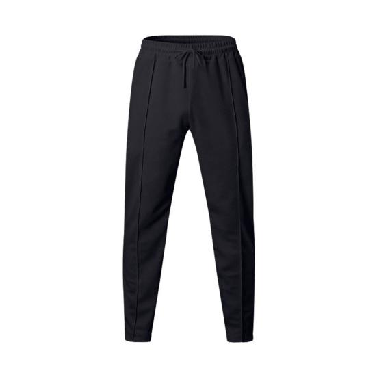 Men Straight Sweatpants Drawstring Elastic Waist Wide Leg Solid Color with Pockets