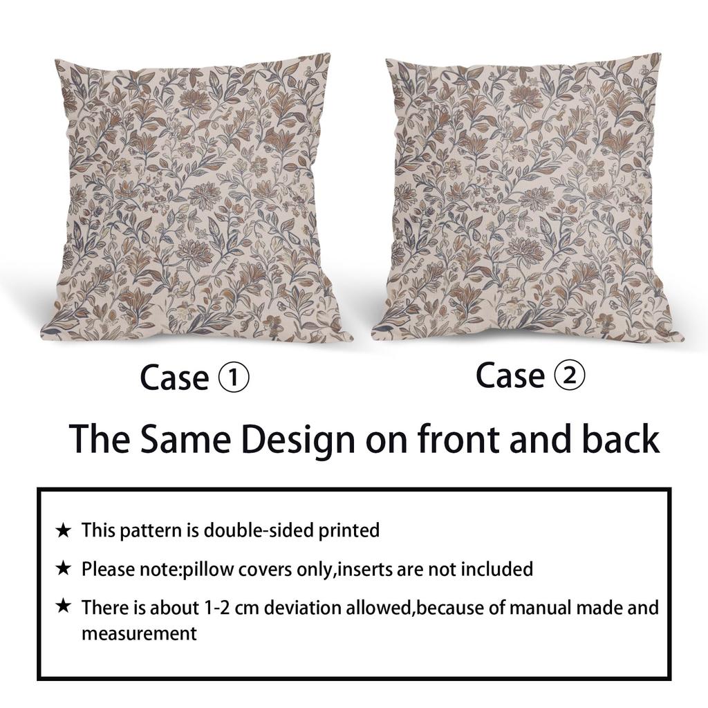 Retro floral printed square pillow cover 45 * 45CM Two piece set of black sofa home decoration cushion cover