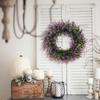Artificial Spring Wreath PurpleFlower Wreath Eucalyptuses Flower Wreath for Front Door Wall Wedding Party Home