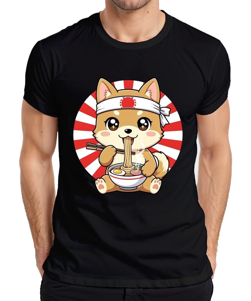 Kawaii Shiba Inu Ramen Noodles Japan Anime Food Chopsticks Akita Men's T-Shirt