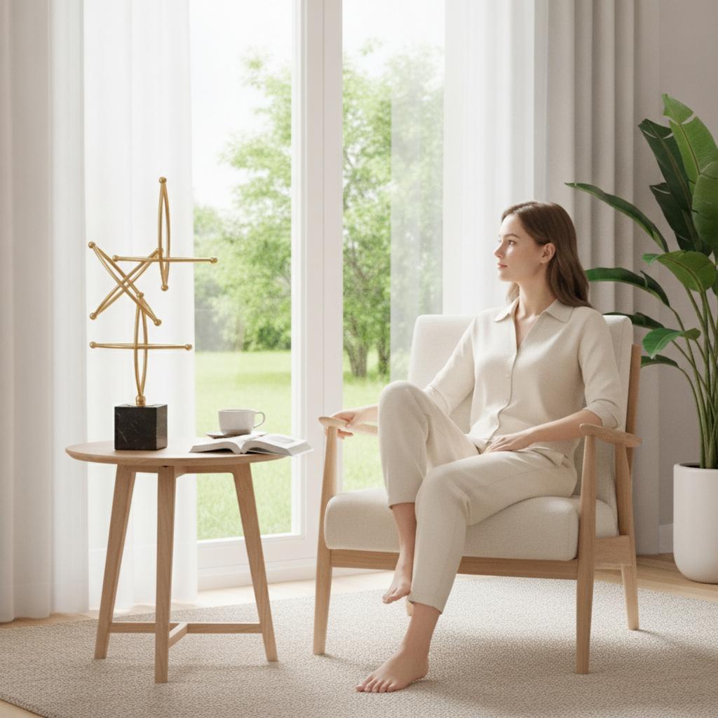 Geometric Star Sculpture Minimalist Accent Piece Figurine Minimalistic Decor Sleek for Living Room, Office