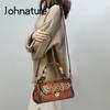 Johnature Women Bag Retro Leather Carving Craft Ladies Handbag Versatile Large Capacity Shoulder & Crossbody Bags
