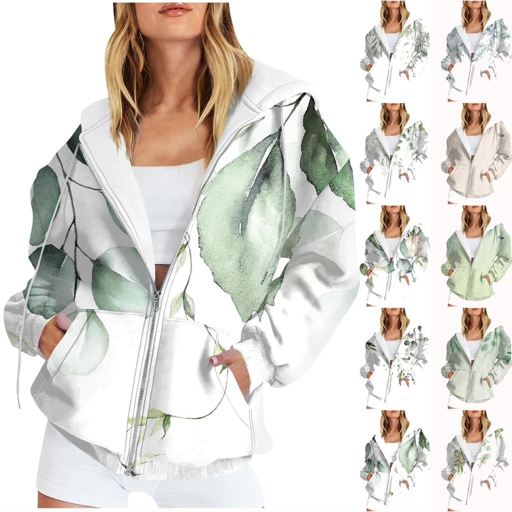 Женские повседневные модные пуловеры с принтом и длинными рукавами, толстовки на молнии, пальто