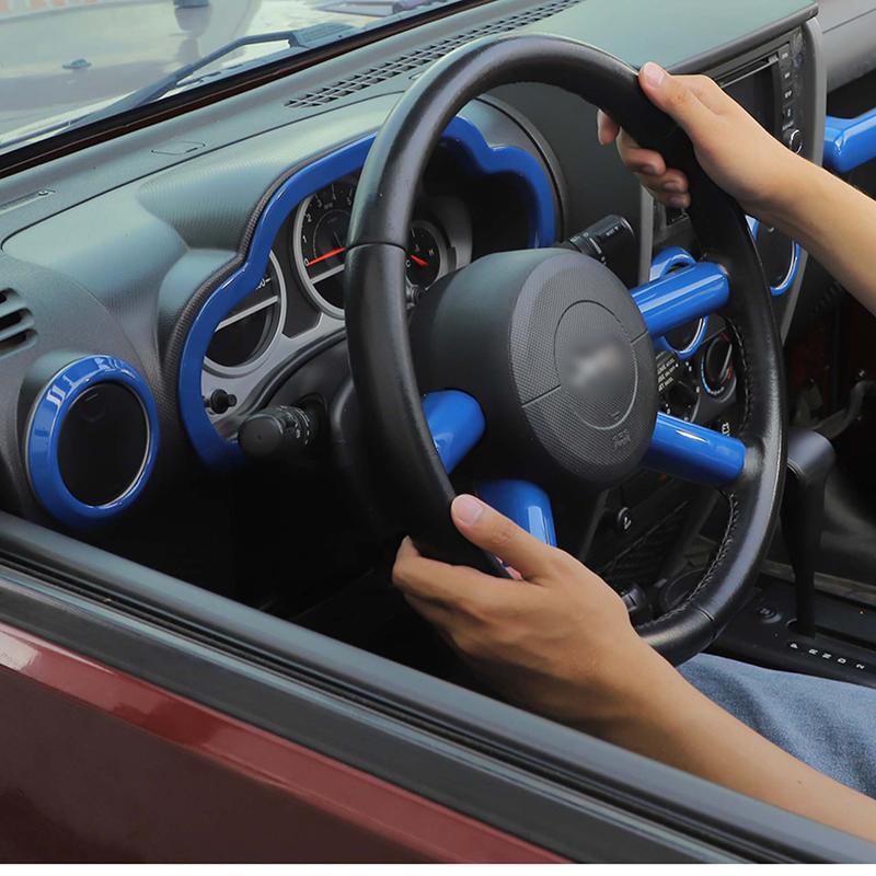 Центральное управление приборной панелью, украшение на руль, интерьерный комплект, подходит для Jeep Wrangler JK 2007-2010, автомобильные аксессуары