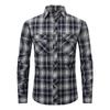 Рубашка в клетку с начесом Мужская фланелевая рубашка с длинными рукавами и двойными карманами