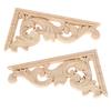 2pcs Left+right(each 1pcs) Vintage Wooden Carved Corner Onlay Wall Decor Unpainted Frame Applique