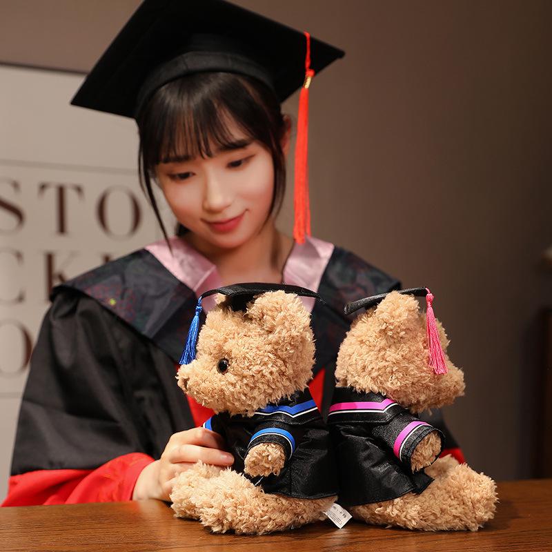 Doctor Graduation Teddy Bear Plush Toy with Hat, Customizable Logo