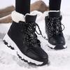 New Winter Snow Boots Women's Medium Tube Warm and Piled Thickened Northeast Outdoor Ski Cotton Shoes Large Size