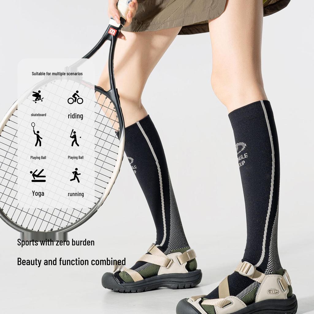 Женские компрессионные гольфы до колена с микродавлением для йоги, бега, прыжков и поддержки икроножных мышц
