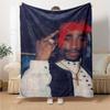 1 шт. Плед в стиле Hip Hop 2Pac, Мягкий, Легкий, Для всех сезонов, Многоцелевой плед для дивана, кровати, офиса и пикников, Французский стиль с культовыми обложками альбомов и цитатами