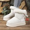 Fleece Thickened Snow Boots Winter New Thick-soled Fluffy Mouth Bow Warm Large-size Cotton Shoes