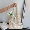 Women Crochet Tote Bag Hollow Beach Bag Large Capacity Handbag Knitted Shoulder Bag Shopping Bag For Travel Vacation
