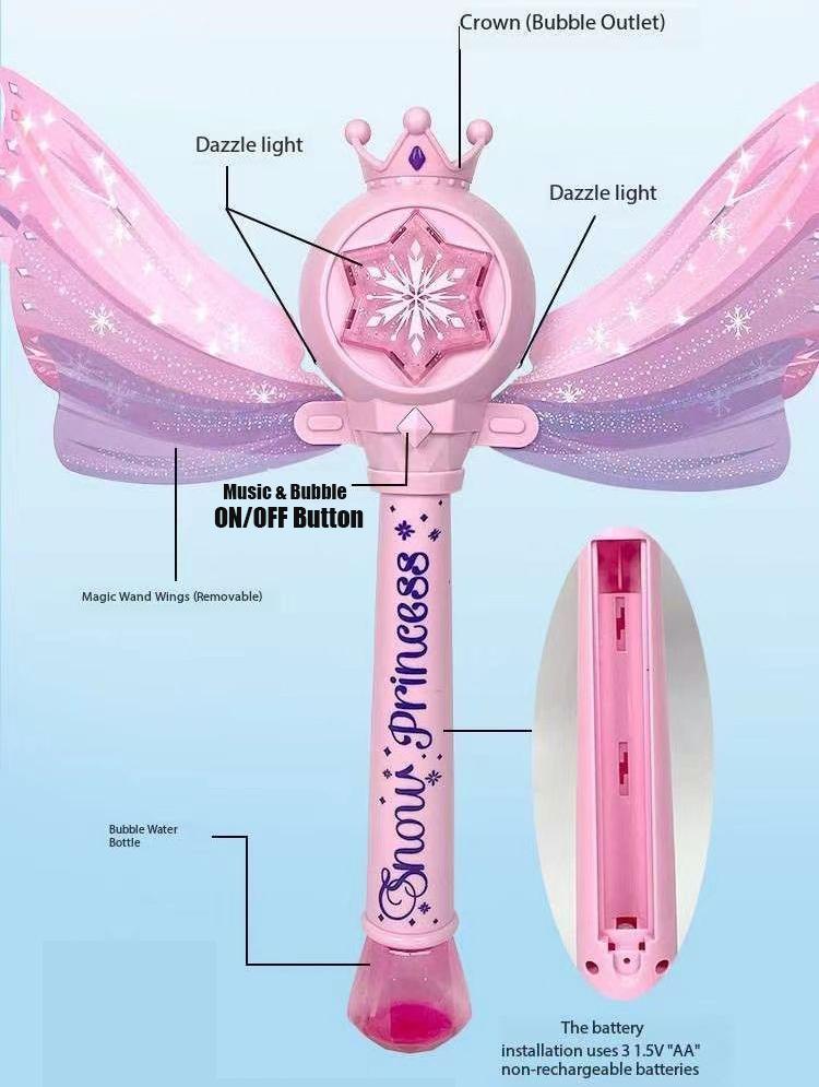 Anna Magic Wand Automatic Bubble Machine Blower Children's Hand-Held Elsa Windmill Bubble For Kids Party Toy Birthday Gifts