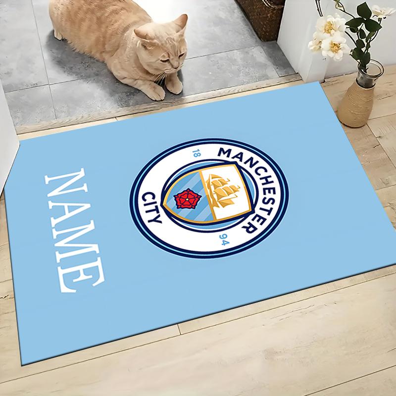 Custom Name Manchester City Crest Carpet Rug Customizable Soft Washable Anti-Slip Home Living Room Sofa Mats Personalized Rug. 0909237