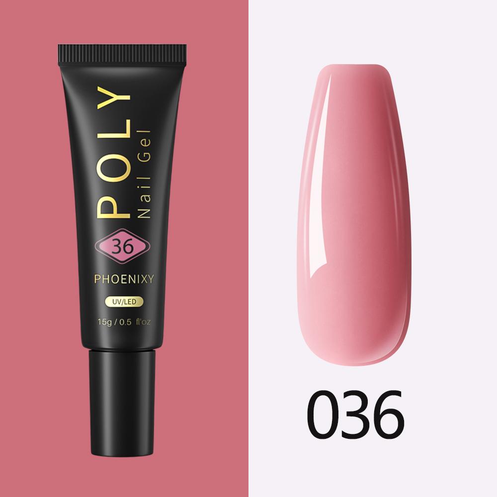 PHOENIXY 37 цветов поли УФ-гель для наращивания ногтей с блестящим лаком для ногтей для шедевров нейл-арта с использованием полигеля