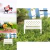 Fine Workmanship Miniature Micro Landscape Furniture White Bench And Resin Table