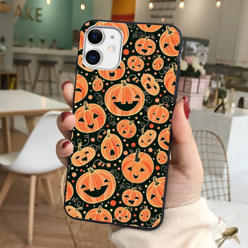 Pumpkin happy autumn fall leaves Phone Case for iphone 13 8 7 6 6S Plus X 5S SE 2020 XR 11 12 mini pro XS MAX
