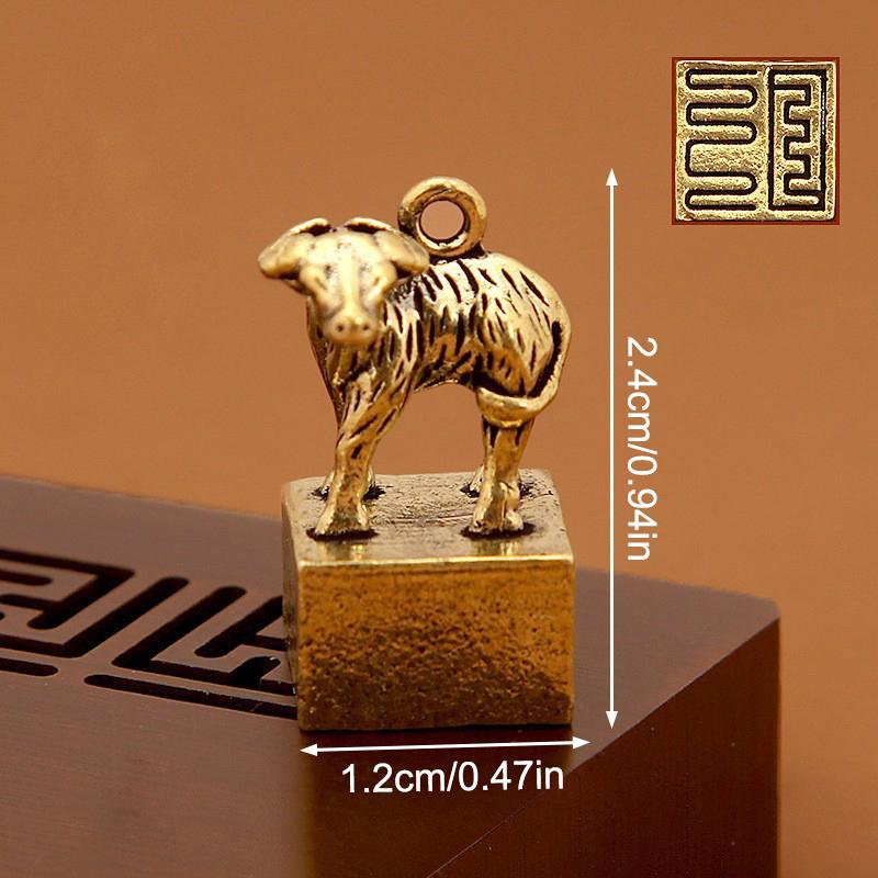 Китайский латунный зодиак винтажная печать брелок кулон подвеска для рюкзака ремесло сувенир подарок