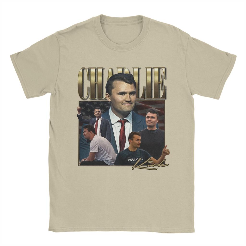Men's Charlie Kirk T Shirts  100% Cotton Tops Fashion Short Sleeve Crewneck Tee Shirt Gift Idea T-Shirt