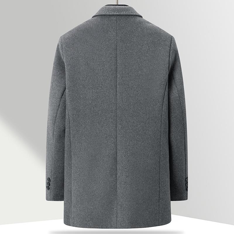 Autumn and Winter Men's Woolen Coat Medium and Long Scarf Collar Business Casual Cotton Woolen Coat Men's Coat